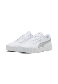 Puma - Damskie sneakersy Carina 3.0 Aqua Metallics PUMA White Silver Metallic. Okazja: na plażę. Kolor: biały, wielokolorowy, szary. Sezon: lato. Sport: tenis