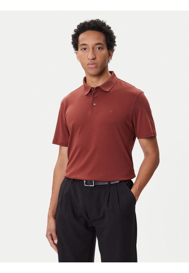 Calvin Klein Polo Supima LV04LB276G Brązowy Regular Fit. Typ kołnierza: polo. Kolor: brązowy. Materiał: bawełna