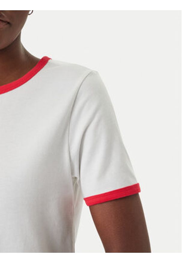 Tommy Jeans T-Shirt Wavy Flag Contrast Ringer DW0DW22306 Biały Regular Fit. Kolor: biały. Materiał: bawełna