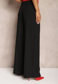 Renee - Czarne Garniturowe Szerokie Spodnie High Waist Rissetto. Okazja: na spotkanie biznesowe. Stan: podwyższony. Kolor: czarny. Styl: elegancki, biznesowy #3
