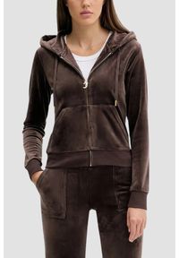 Juicy Couture - JUICY COUTURE Czekoladowa bluza damska Robertson Hoodie, Rozmiar S. Okazja: na co dzień. Kolor: brązowy. Materiał: materiał. Styl: klasyczny, casual #3