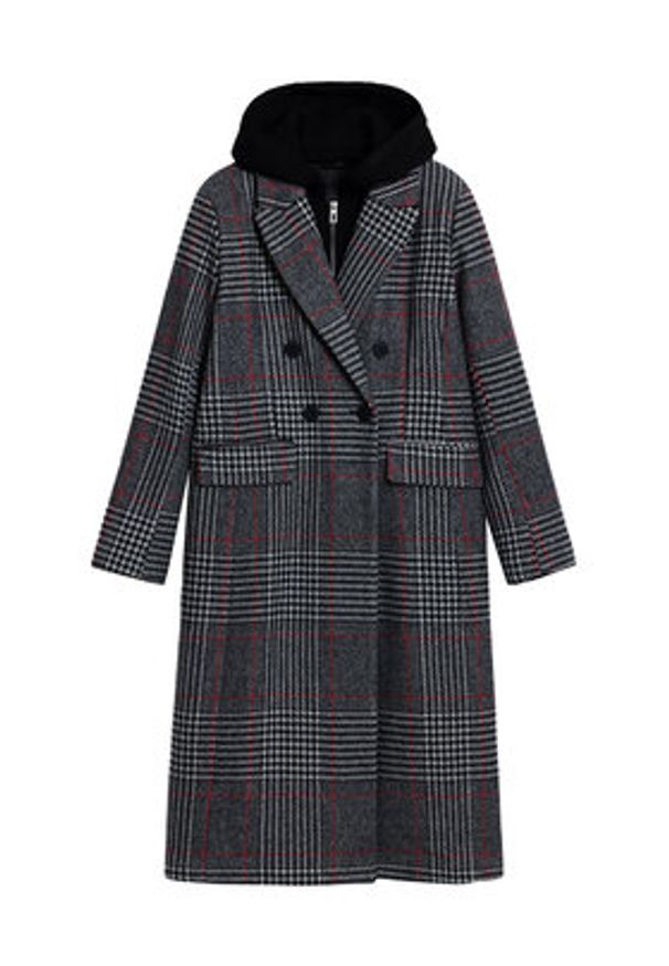 Desigual Płaszcz wełniany Capucha 25WWEW13 Szary Regular Fit. Kolor: szary. Materiał: syntetyk