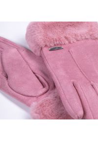 Wittchen - Damskie rękawiczki ze sztucznym futerkiem jasny róż. Kolor: różowy. Materiał: poliester #6