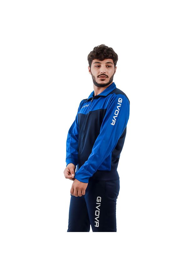 Dres piłkarski dla dorosłych Givova Luxury Visa granatowo-niebieski. Kolor: niebieski. Materiał: dresówka. Sport: piłka nożna