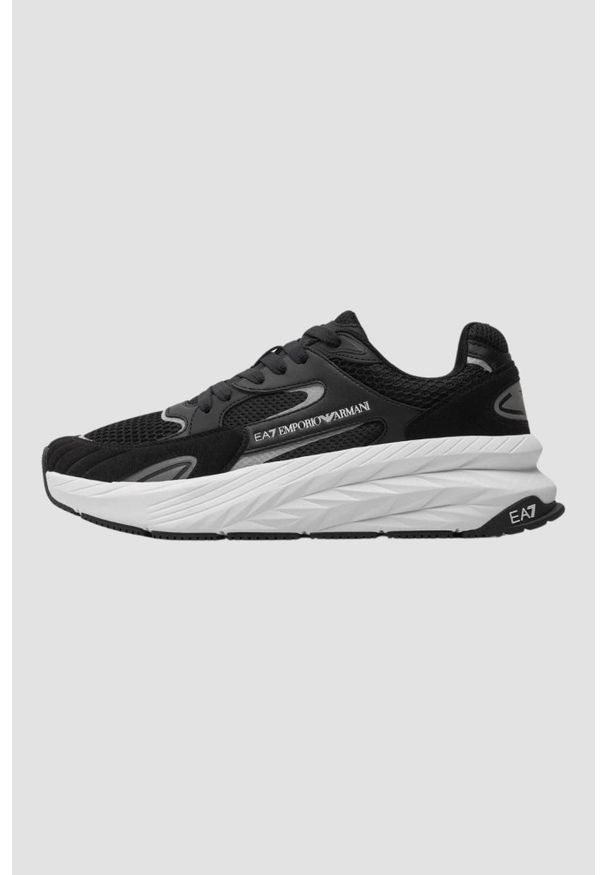 EA7 Emporio Armani - EA7 Czarno-białe męskie sneakersy, Rozmiar 44. Kolor: czarny