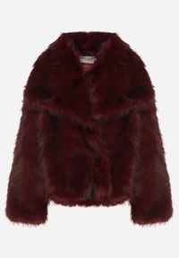 Born2be - Bordowa Kurtka Futerko z Szerokim Kołnierzem Vertilira. Okazja: na co dzień. Kolor: czerwony. Materiał: futro. Styl: wizytowy, casual, elegancki #5
