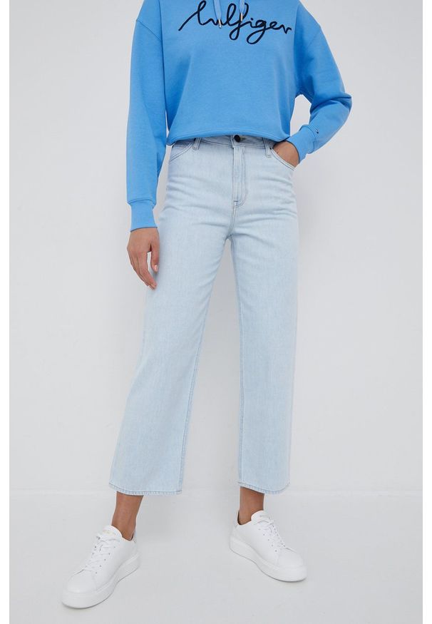 Lee jeansy WIDE LEG LONG LIGHT FALLON damskie high waist. Stan: podwyższony. Kolor: niebieski