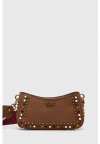 Guess torebka kolor brązowy. Kolor: brązowy. Wzór: aplikacja. Dodatki: z aplikacjami