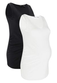 Top ciążowy z bawełny organicznej (2 szt.) bonprix czarny + biały. Kolekcja: moda ciążowa. Kolor: czarny. Materiał: bawełna #1