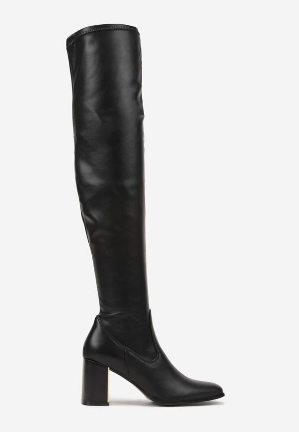 Born2be - Czarne Klasyczne Kozaki na Obcasie za Kolano Navlene. Wysokość cholewki: za kolano. Zapięcie: zamek. Kolor: czarny. Sezon: zima, jesień. Obcas: na obcasie. Styl: klasyczny. Wysokość obcasa: średni