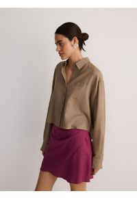 Reserved - Spódnica mini z marszczeniami - fioletowy. Kolor: fioletowy. Materiał: tkanina, len, wiskoza