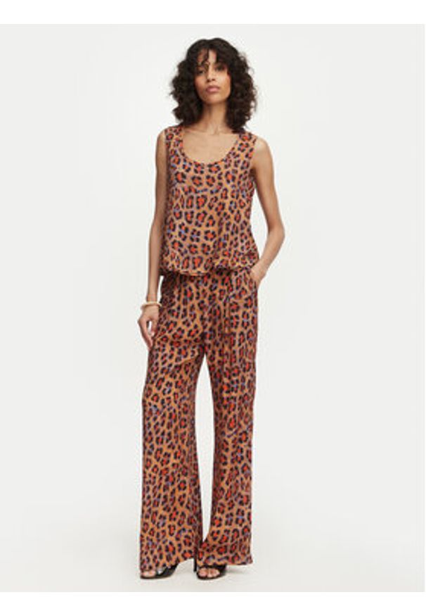 LOLA CASADEMUNT Spodnie palazzo MS2614002 Brązowy Wide Leg. Kolor: brązowy. Materiał: wiskoza