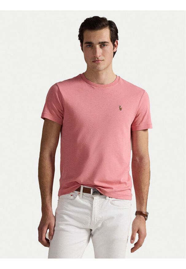 Polo Ralph Lauren T-Shirt 710740727096 Różowy Custom Slim Fit. Typ kołnierza: polo. Kolor: różowy. Materiał: bawełna