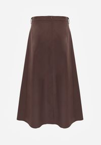 Born2be - Brązowa Rozkloszowana Spódnica z Bawełny z Szerokimi Plisami Malona. Okazja: do pracy, na co dzień. Kolor: brązowy. Materiał: bawełna. Styl: casual #2