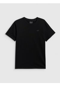 4f - 4F T-shirt regular gładki męski - czarny M. Okazja: na co dzień. Kolor: czarny. Materiał: jeans, materiał. Wzór: gładki. Styl: casual, klasyczny #1