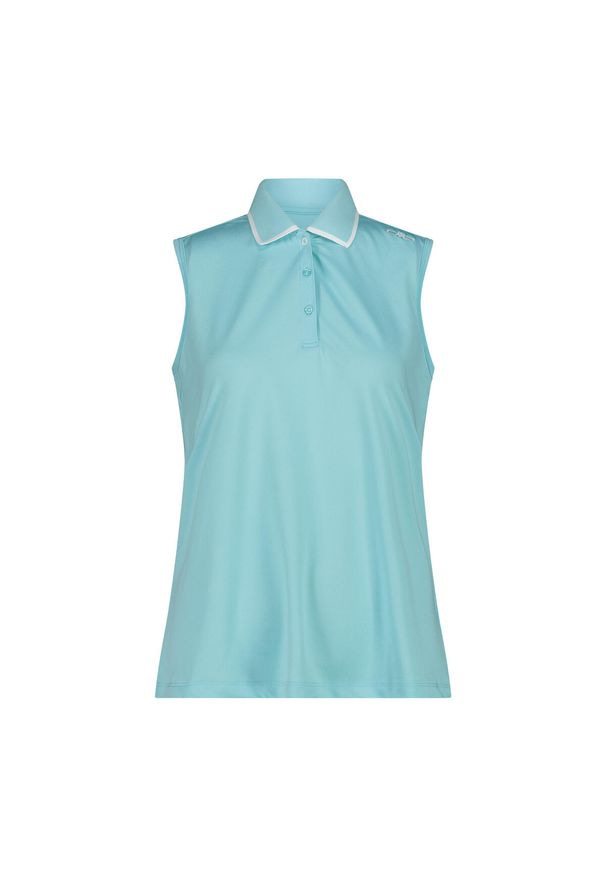 Damska koszulka polo bez rękawów CMP. Typ kołnierza: polo. Kolor: niebieski. Długość rękawa: bez rękawów
