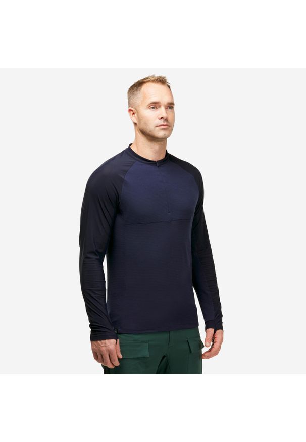 FORCLAZ - Koszulka turystyczna męska z długim rękawem Forclaz Tropic 900. Kolor: niebieski. Materiał: wełna, poliamid, materiał, elastan. Długość rękawa: długi rękaw. Długość: długie