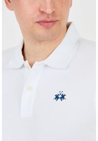 La Martina - LA MARTINA Białe męskie polo z małym logo, Rozmiar L. Typ kołnierza: polo. Kolor: biały #7