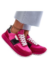 Big-Star - Sneakersy Damskie Na Platformie Big Star NN274500 Memory Foam System Fuksja różowe. Okazja: na co dzień. Kolor: różowy. Materiał: jeans, dresówka, materiał, skóra. Obcas: na platformie