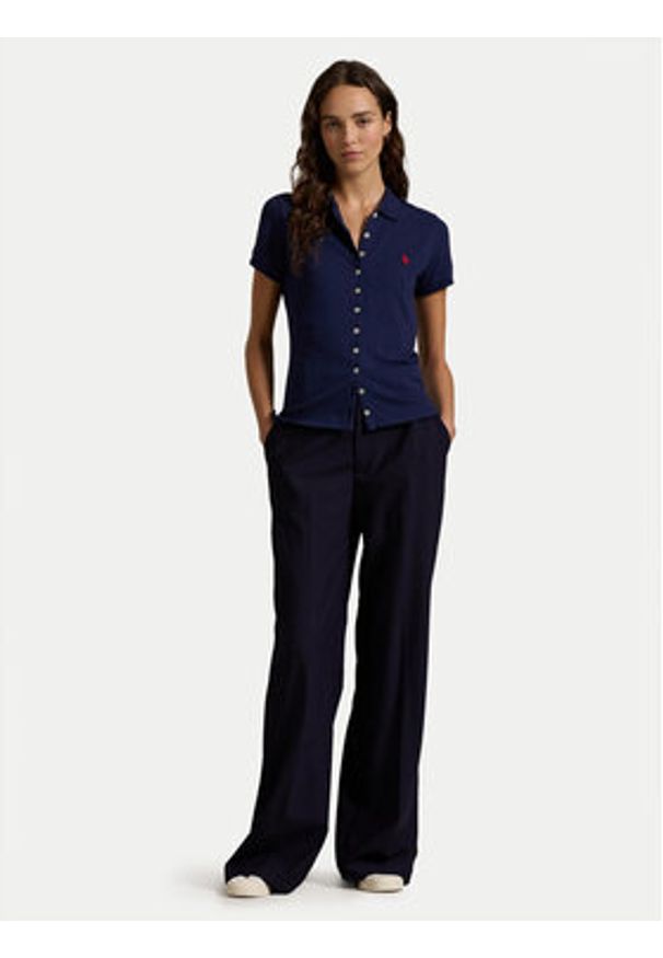 Polo Ralph Lauren Polo 211939272001 Granatowy Slim Fit. Typ kołnierza: polo. Kolor: niebieski. Materiał: bawełna
