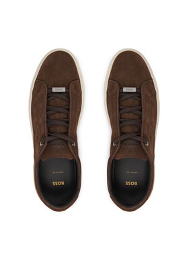 BOSS Sneakersy Gary 50552971 Brązowy. Kolor: brązowy. Materiał: skóra, zamsz