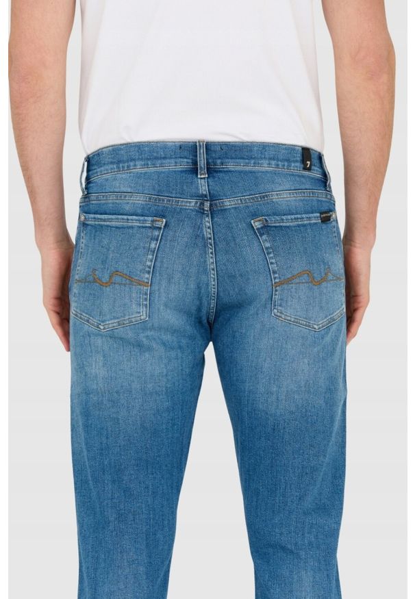 7 FOR ALL MANKIND Niebieskie jeansy męskie. Kolor: niebieski