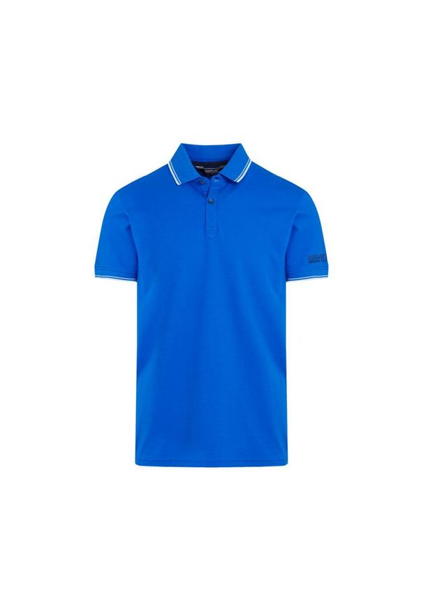 Regatta - Koszulka turystyczna polo męska Tadeo. Okazja: na spacer. Typ kołnierza: polo. Kolor: niebieski. Materiał: prążkowany