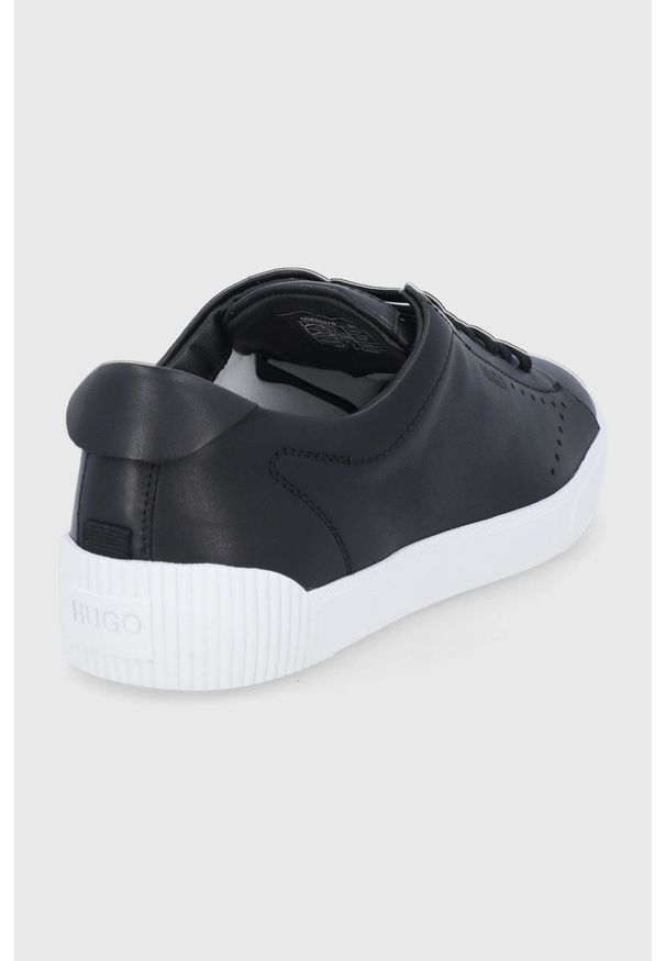Hugo - Buty skórzane. Nosek buta: okrągły. Zapięcie: sznurówki. Kolor: czarny. Materiał: skóra