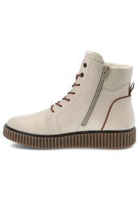 Beżowe Trzewiki Rieker Ocieplane Obuwie Damskie. Okazja: na co dzień. Zapięcie: zamek. Kolor: beżowy. Materiał: skóra. Szerokość cholewki: normalna. Sezon: zima, jesień. Styl: casual #7