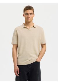 Selected Homme Polo Mattis 16096197 Beżowy Regular Fit. Typ kołnierza: polo. Kolor: beżowy. Materiał: bawełna #1