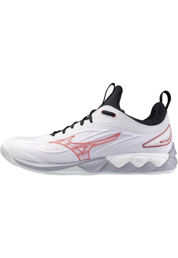 Buty halowe Mizuno Wave Luminous. Kolor: czarny, wielokolorowy, biały. Materiał: guma, tkanina. Model: Mizuno Wave. Sport: bieganie