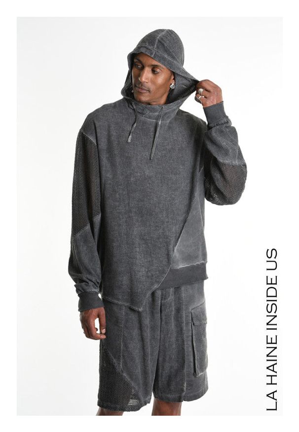 La Haine Inside Us Bluza | 3B M1271 | Mężczyzna | Szary. Typ kołnierza: kaptur. Kolor: szary. Materiał: wiskoza, len. Styl: elegancki