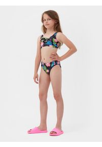 4F JUNIOR - Kostium kąpielowy dwuczęściowy dziewczęcy. Kolor: wielokolorowy. Materiał: dzianina, materiał. Wzór: kolorowy, nadruk