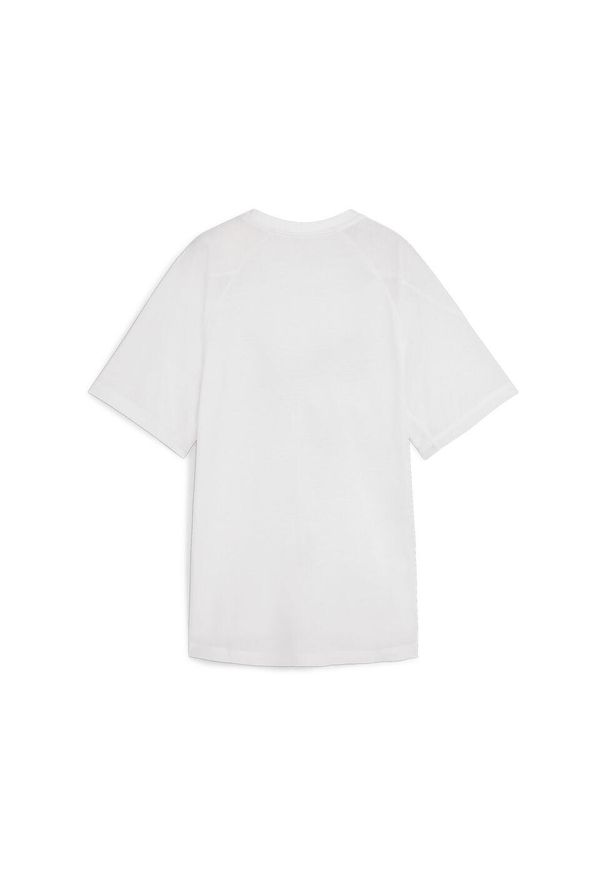 Puma - Damska koszulka z nadrukiem EVOSTRIPE PUMA White. Kolor: biały. Wzór: nadruk. Sport: joga i pilates