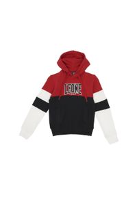 LEONE 1947 APPAREL - Trójkolorowa bluza z kapturem dla dzieci klasy Junior. Typ kołnierza: kaptur. Kolor: czerwony. Sport: joga i pilates