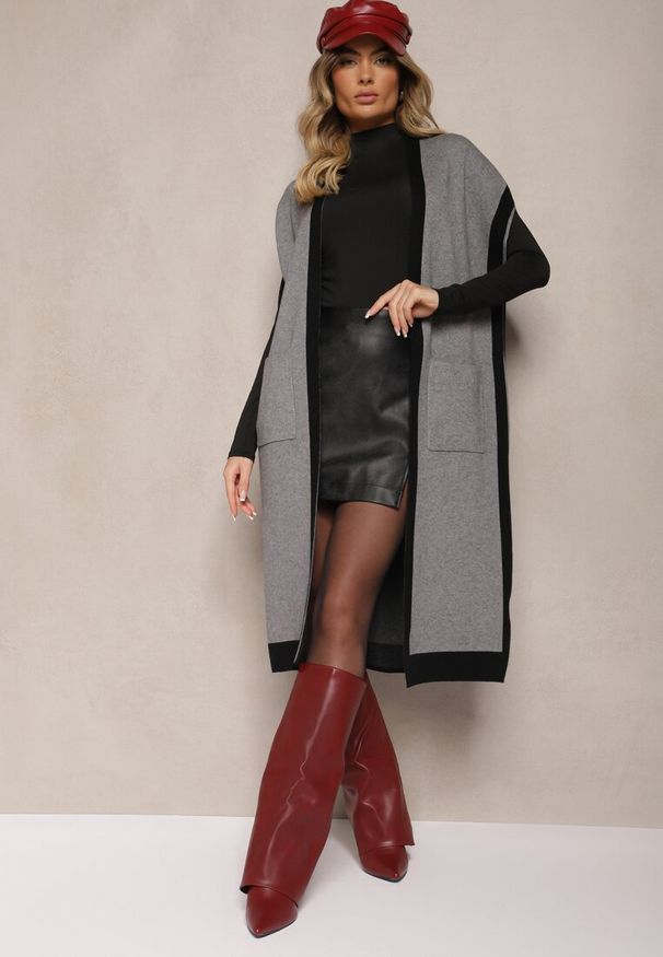 Renee - Szara Niezapinana Kamizelka z Wiskozą i Wsuwanymi Kieszeniami Tiarise. Okazja: na co dzień. Kolor: szary. Materiał: wiskoza. Wzór: aplikacja. Styl: casual, elegancki