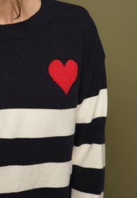 Born2be - Granatowy Sweter z Dodatkiem Kaszmiru o Prostym Kroju w Paski Venlire. Okazja: na co dzień. Kolor: niebieski. Materiał: kaszmir. Wzór: paski. Styl: klasyczny, casual #5