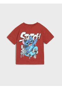 Sinsay - Koszulka Stitch - bordowy. Kolor: czerwony