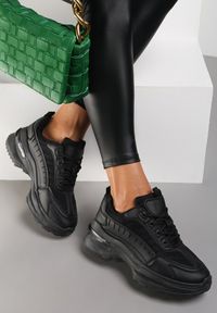 Renee - Czarne Sneakersy Brethose. Nosek buta: okrągły. Zapięcie: sznurówki. Kolor: czarny. Szerokość cholewki: normalna. Wzór: aplikacja #3