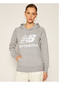 New Balance Bluza Esse po Hoodie NBWT0355 Szary Relaxed Fit. Kolor: szary. Materiał: bawełna, syntetyk