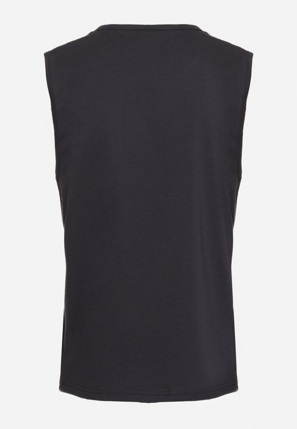 Born2be - Granatowa Klasyczna Koszulka Tank Top Bez Rękawów Lakeana. Kolor: niebieski. Materiał: jeans, materiał. Długość rękawa: bez rękawów