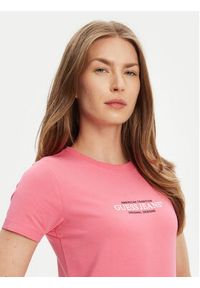 Guess Jeans T-Shirt W4YI03 J1314 Różowy Slim Fit. Kolor: różowy. Materiał: bawełna