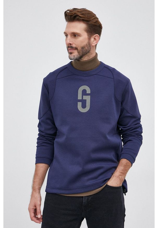 G-Star RAW - G-Star Raw Bluza męska kolor granatowy z nadrukiem. Okazja: na co dzień. Kolor: niebieski. Materiał: dzianina, poliester. Wzór: nadruk. Styl: casual