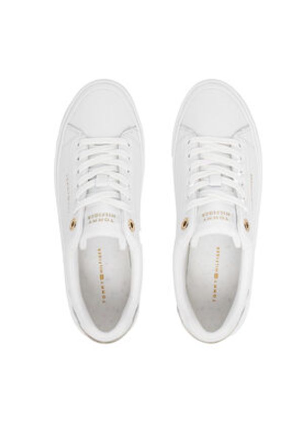 TOMMY HILFIGER - Tommy Hilfiger Sneakersy Th Foxing Platform Leather FW0FW09018 Biały. Kolor: biały. Materiał: skóra. Obcas: na platformie