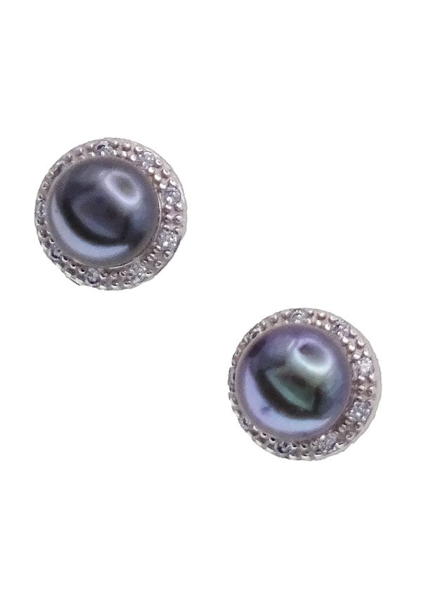 Braccatta - TAHURU Kolczyki srebrne czarne perły naturalne. Materiał: srebrne. Kolor: czarny, srebrny, wielokolorowy. Wzór: aplikacja. Kamień szlachetny: perła