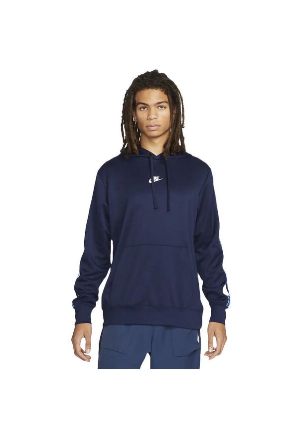 Bluza z kapturem męskie Nike Sportswear. Typ kołnierza: kaptur. Kolor: niebieski. Materiał: poliester, materiał. Sport: fitness