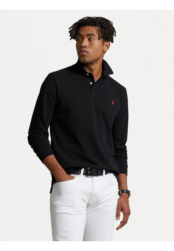 Polo Ralph Lauren Polo 710680790045 Czarny Custom Slim Fit. Typ kołnierza: polo. Kolor: czarny. Materiał: bawełna