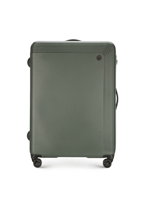 Wittchen - Duża walizka z ABS-u delikatnie żłobiona. Kolor: zielony. Materiał: guma. Wzór: kolorowy