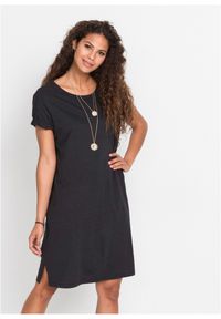 bonprix - Sukienka shirtowa. Kolor: czarny. Długość rękawa: krótki rękaw