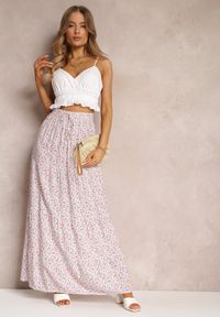 Renee - Biała Spódnica Maxi Bawełniana w Kwiatowy Wzór Rayegan. Kolor: biały. Materiał: bawełna. Wzór: kwiaty. Sezon: lato #5